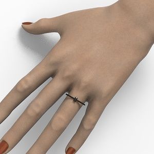 Minimalist Dainty Gold Oval Black CZ Ring